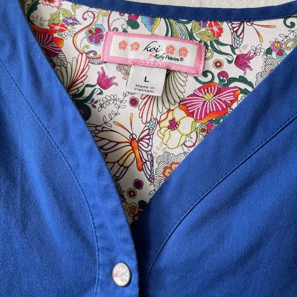 Koi Scrub Top lot (2) royal blue and teal sz. L - Picture 5 of 7